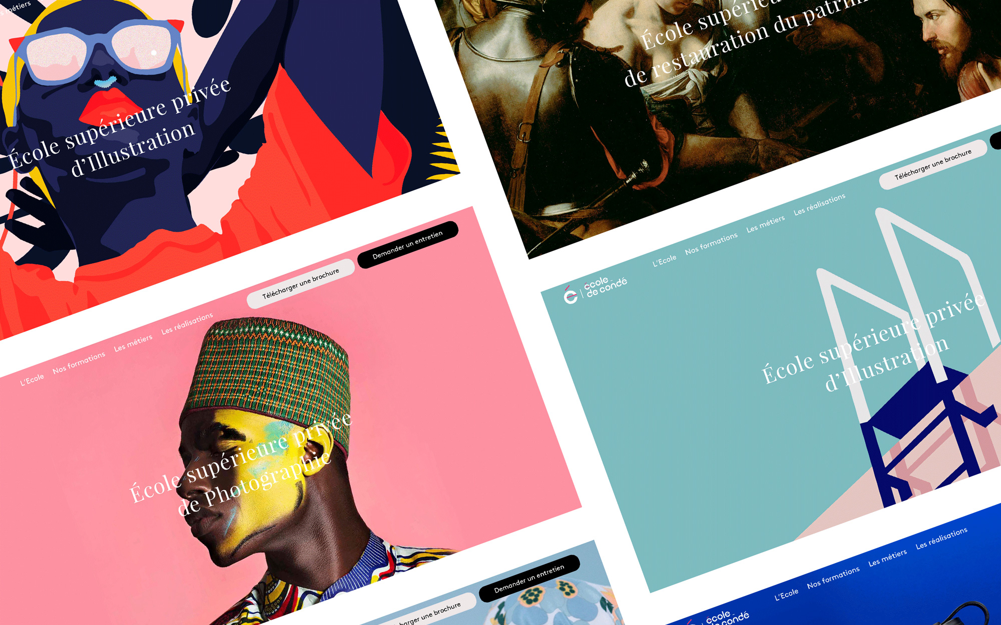 Homepage montage – École de Condé website: design, illustration, photography, animation
