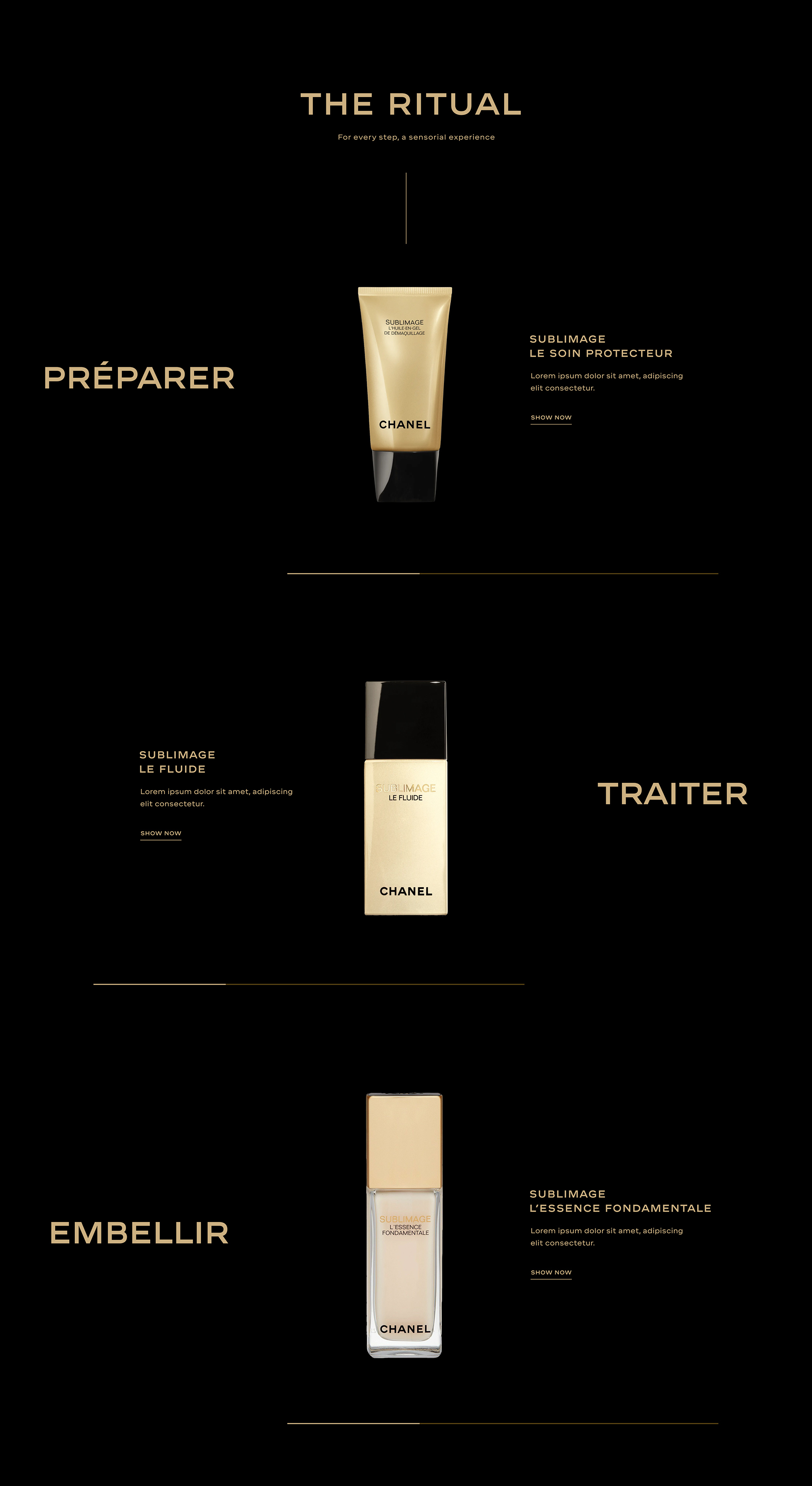 The Ritual section – Chanel Sublimage digital art direction, UI/UX